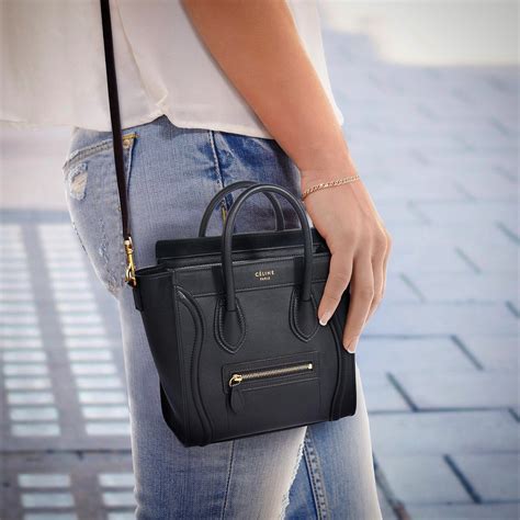 celine nano luggage black gold|Celine nano luggage tote black.